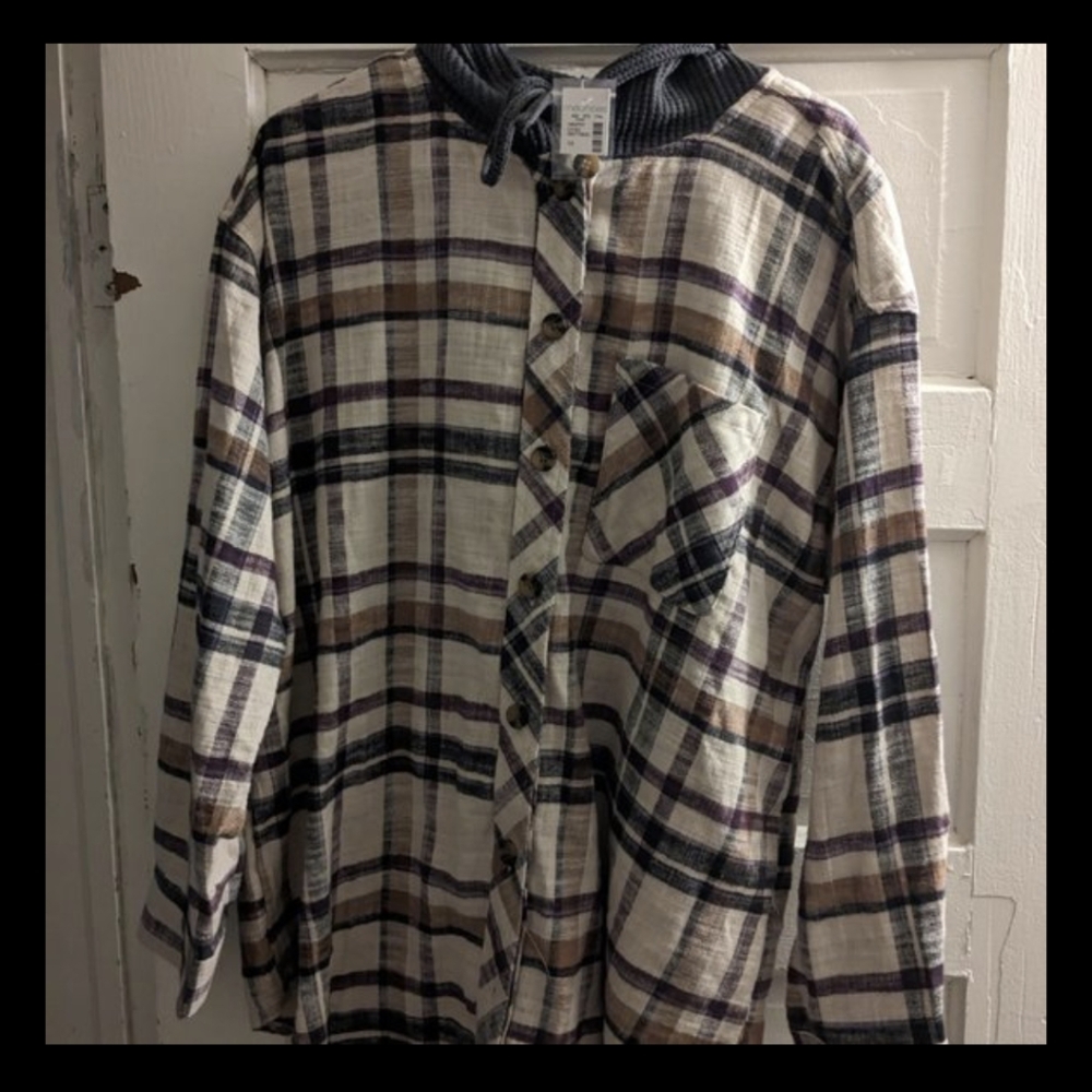Maurices plus size flannel shirt with hood